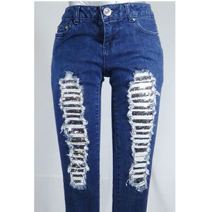 CELEBRITY PINK SZ 3 JEANS DISTRESSED SEQUINED LEGS